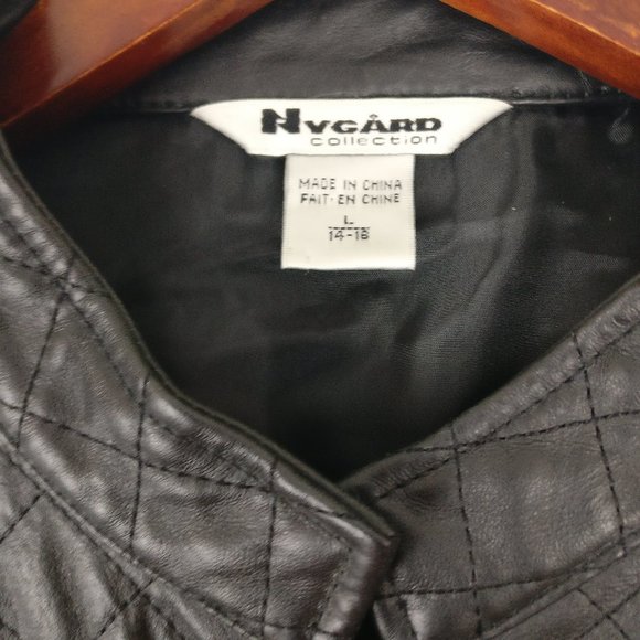 Quilted Leather Knit Jacket with Turn Lock buttons Coco Gancini Gold detail, Lrg - Picture 5 of 8